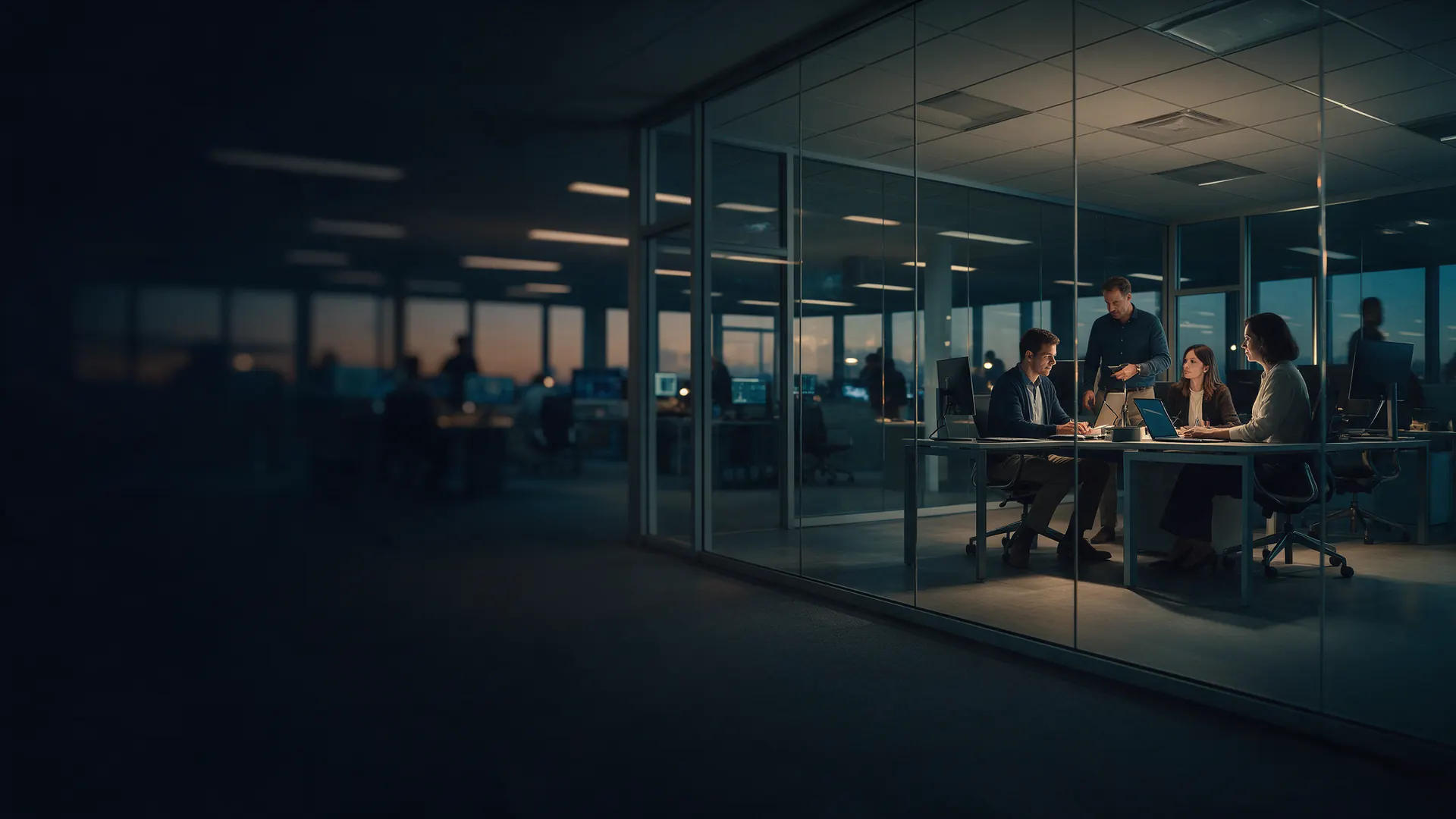 Team of professionals collaborating on a company's operation
